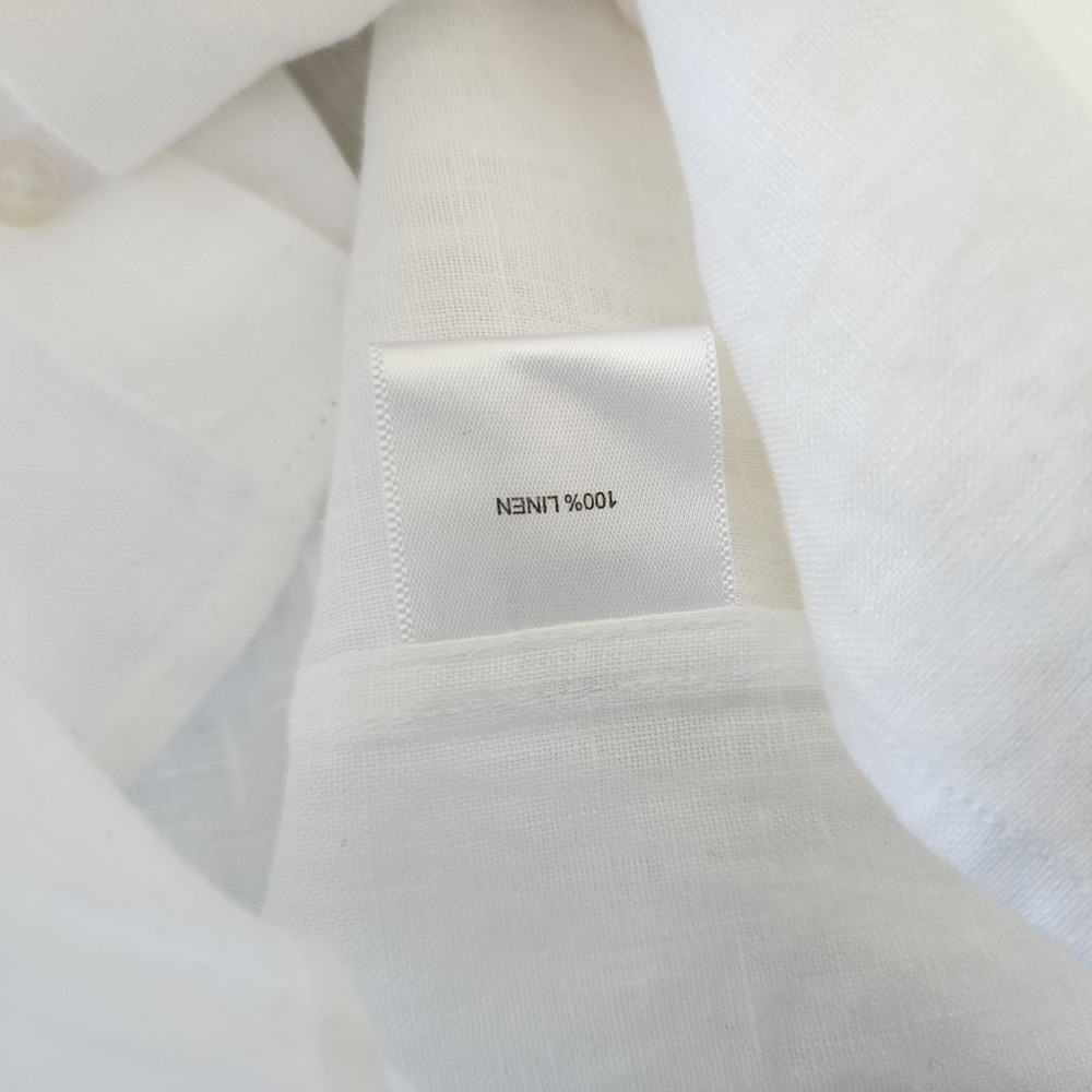 Collars & Co Linen Shirt Mens Size Small White Toscano Button Up 100% NEW NWT - Picture 4 of 9